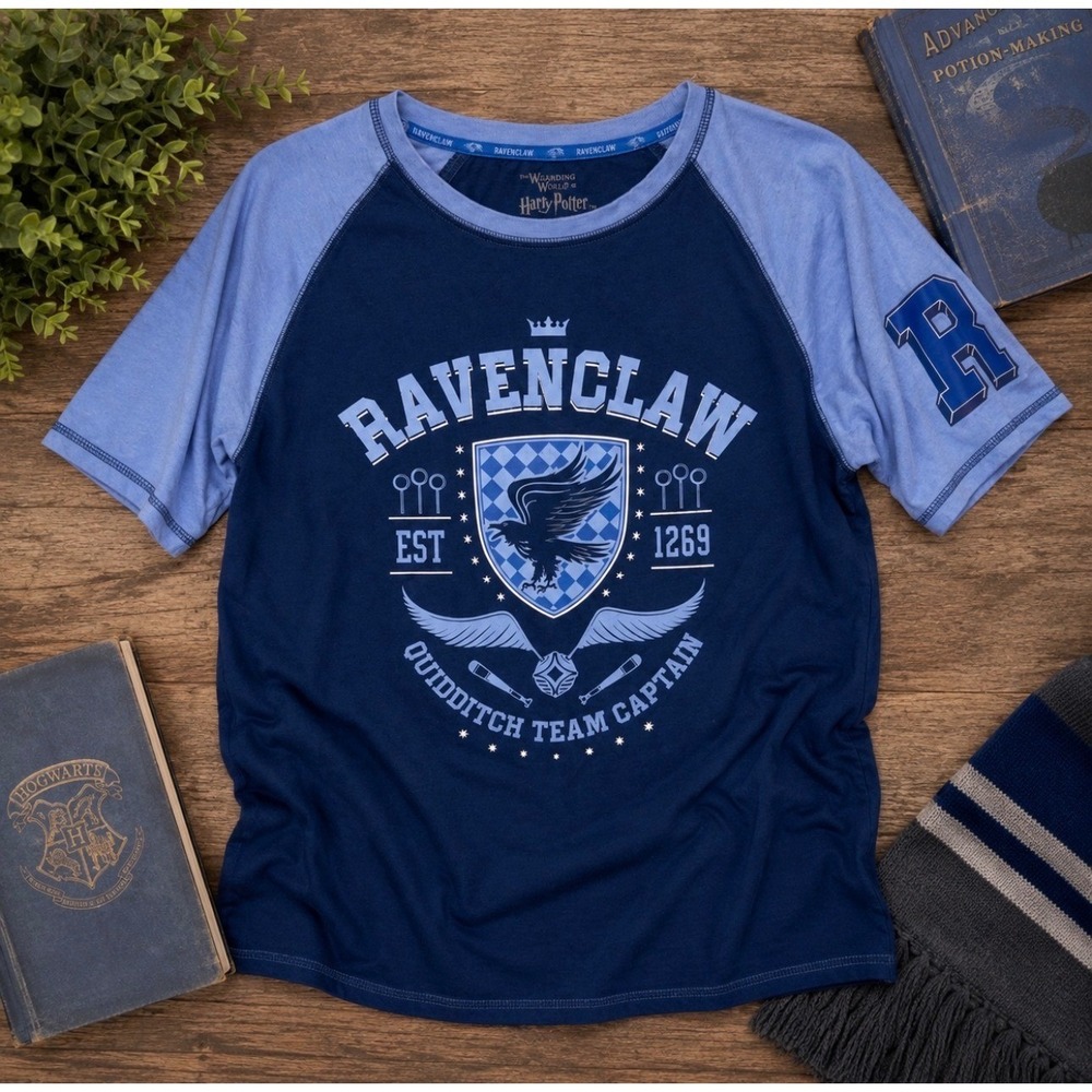 Harry Potter Ravenclaw Quidditch Team Captain Shirt Universal Studios Blue Men M